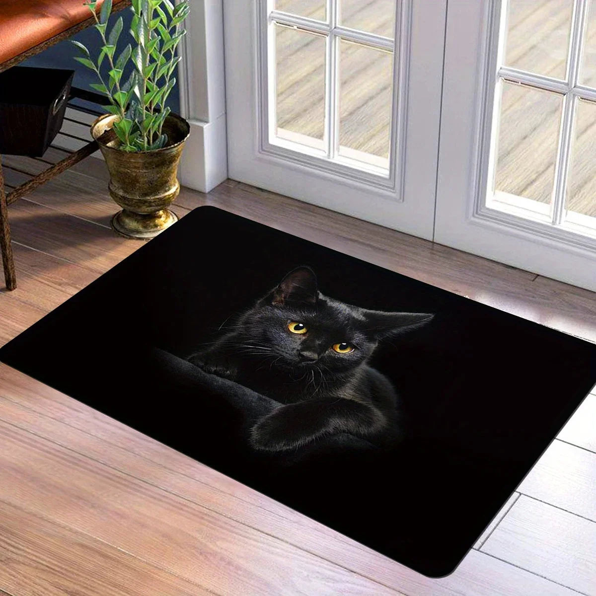 Black Cat Non-Slip Door Mat