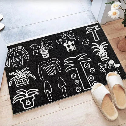Home floor mat silk ring pvc pet carpet non-slip mat foot mat door door can be cut black entrance door mat