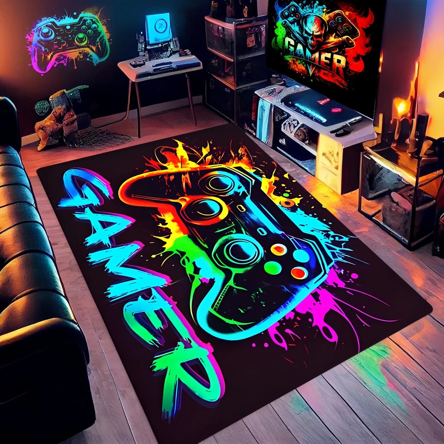 Colorful Game Controller Pattern Non-Slip Doormat