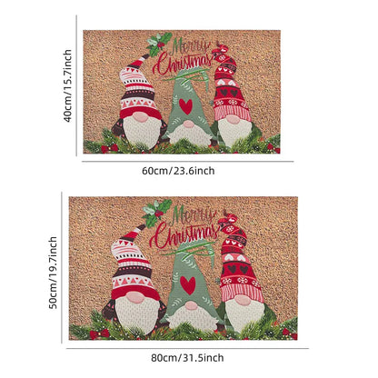 Christmas Cartoon Dwarf Door Mat Red Santa Claus Rug Festive Non-Slip Absorbent Indoor Outdoor Floor Mat Home Decor