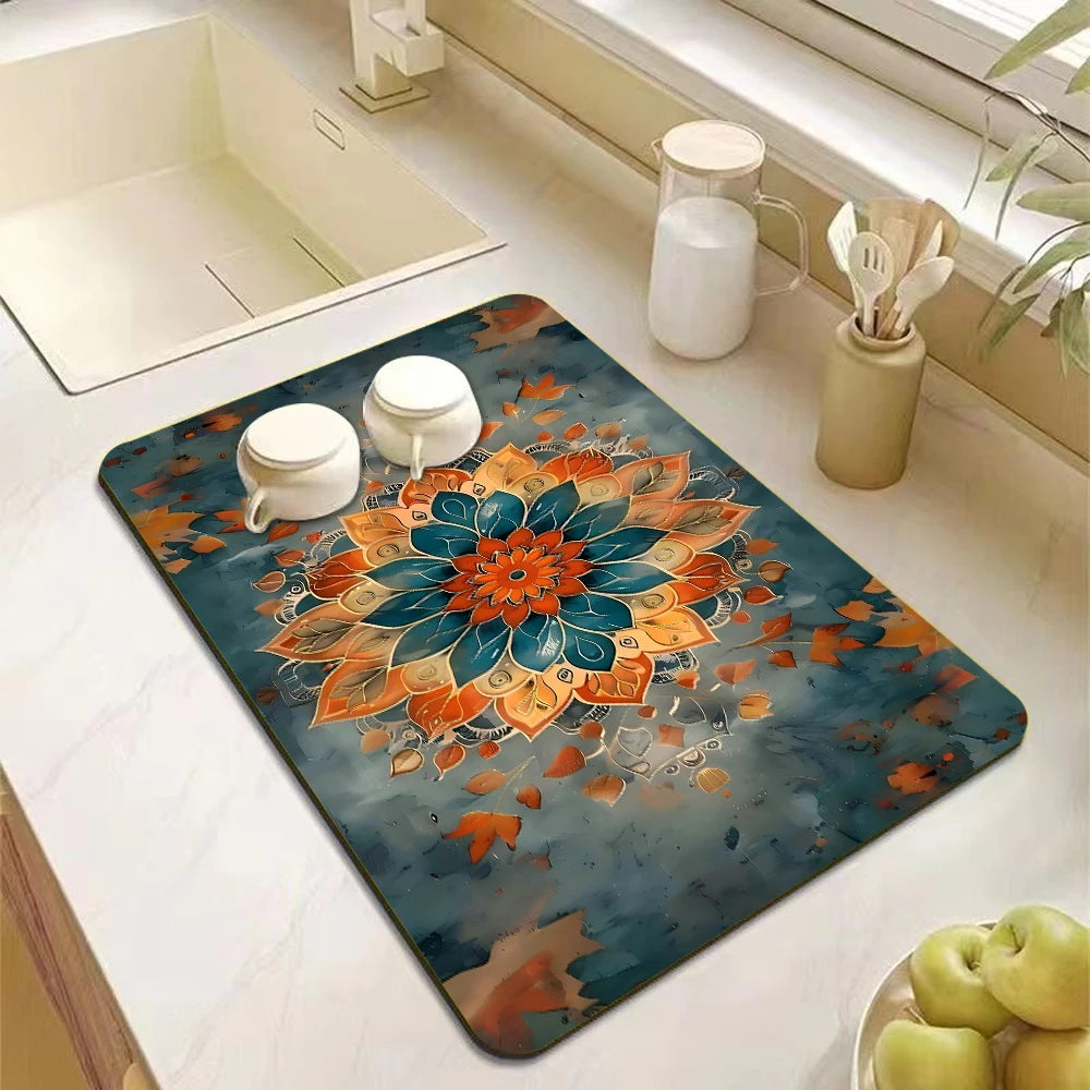 Abstract Mandala Absorbent Drying Mat