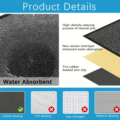 Black & gray interwoven non-slip kitchen runner mat