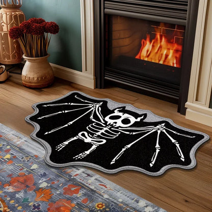 VIKAMA Halloween Spider Web Rug Ghost Gothic Non-Slip Washable Entry Carpet Home Decor