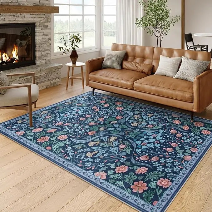 Floral vine pattern soft floor rug