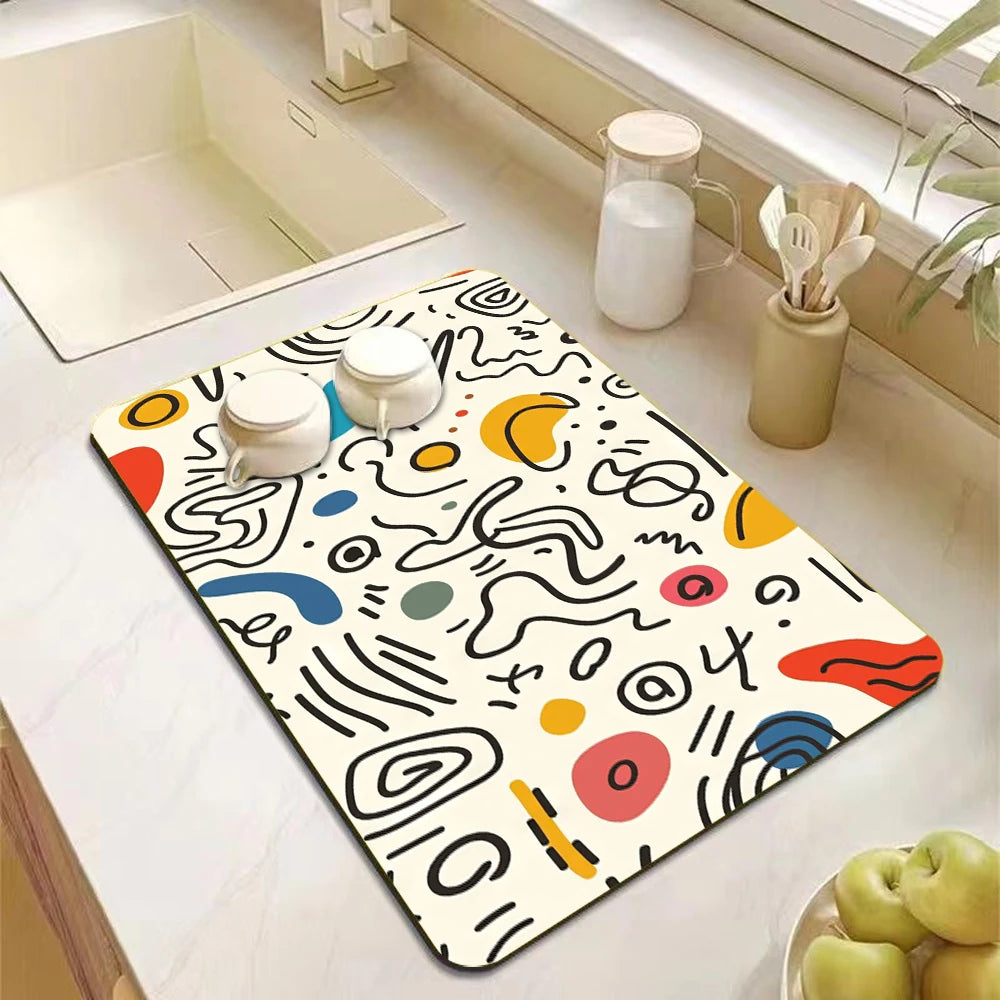 Non-slip absorbent kitchen drying mat