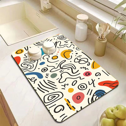 Non-slip absorbent kitchen drying mat