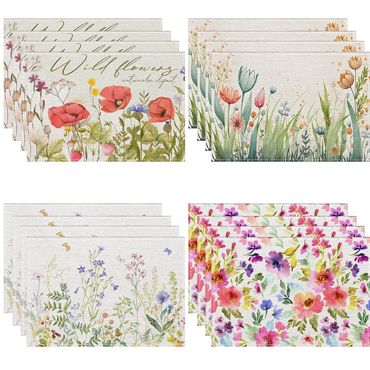 Floral Leaf Vintage Dining Table Placemats Set