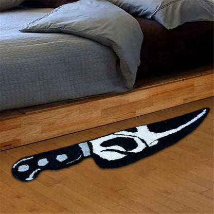 VIKAMA Knife Rug Black White Minimalist Floor Mat Bedroom Living Room Home Decor