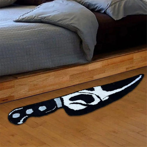 VIKAMA Knife Rug Black White Minimalist Floor Mat Bedroom Living Room Home Decor