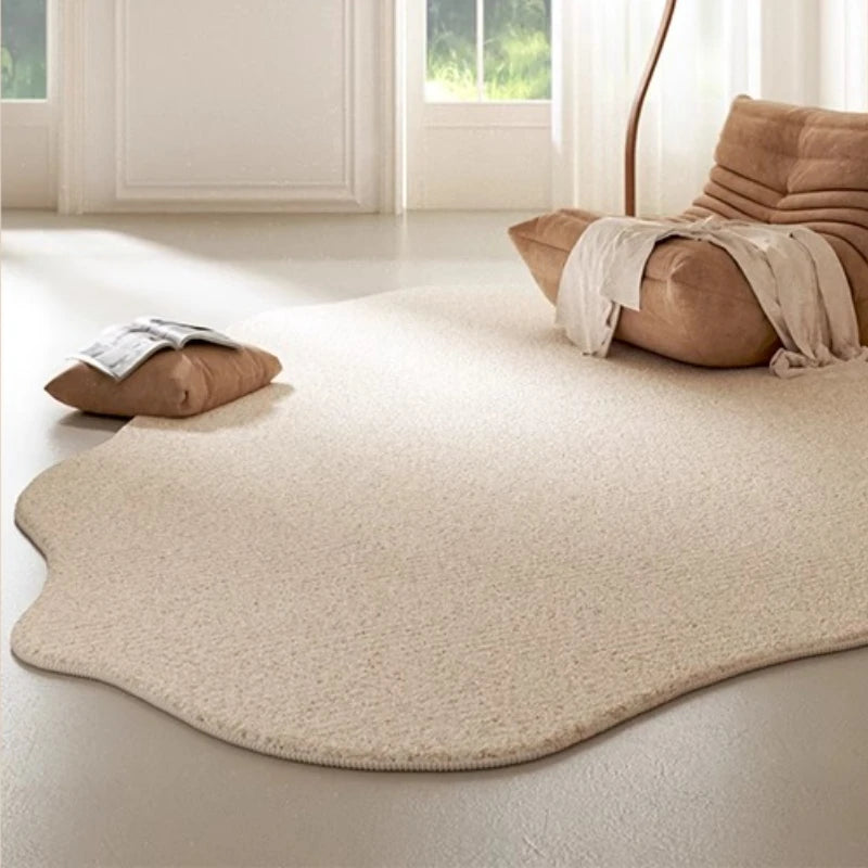 Cream Style Luxury Stripe Irregular Plush Area Rug