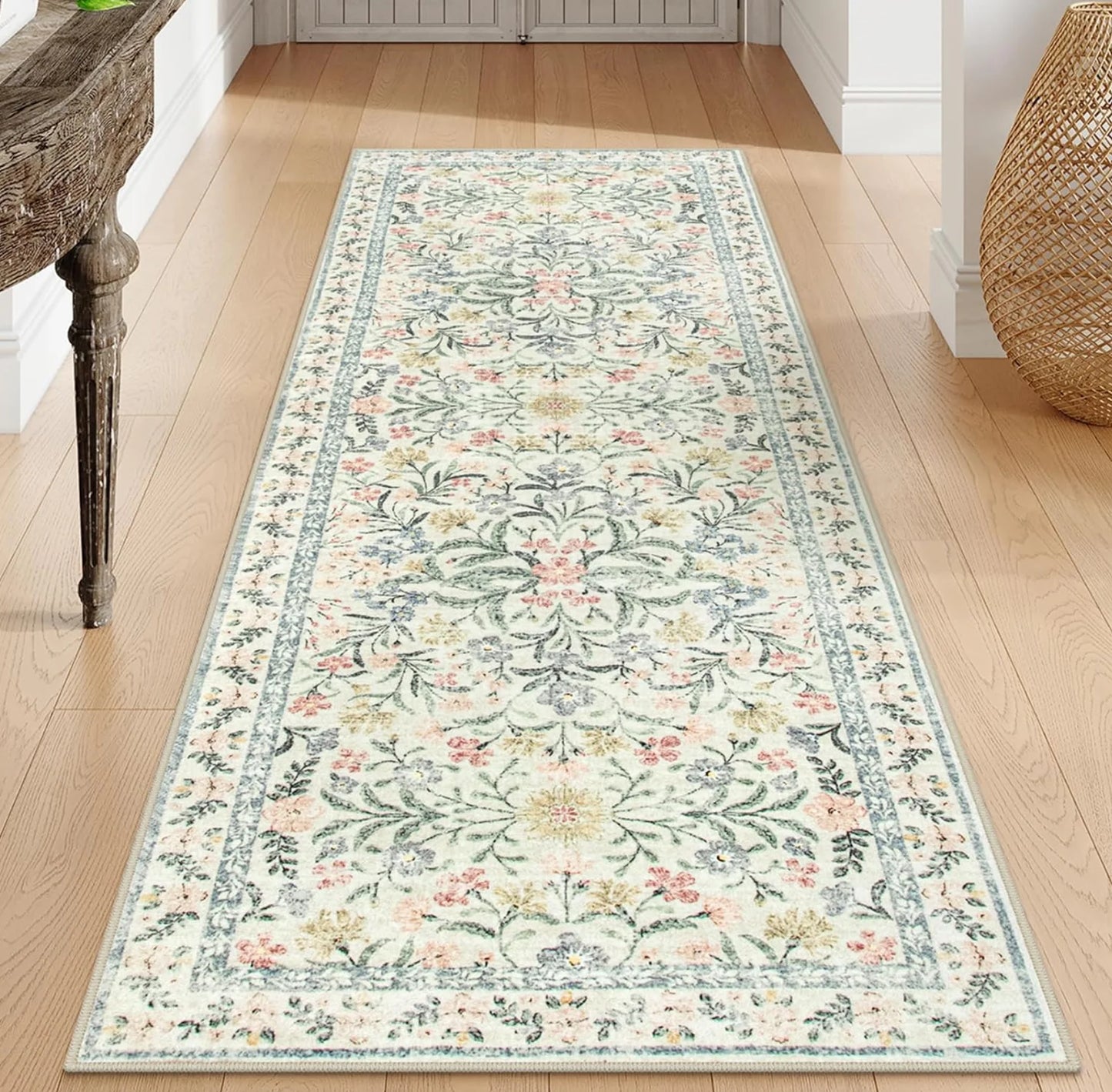 Non-Slip Floral Retro Runner Rug