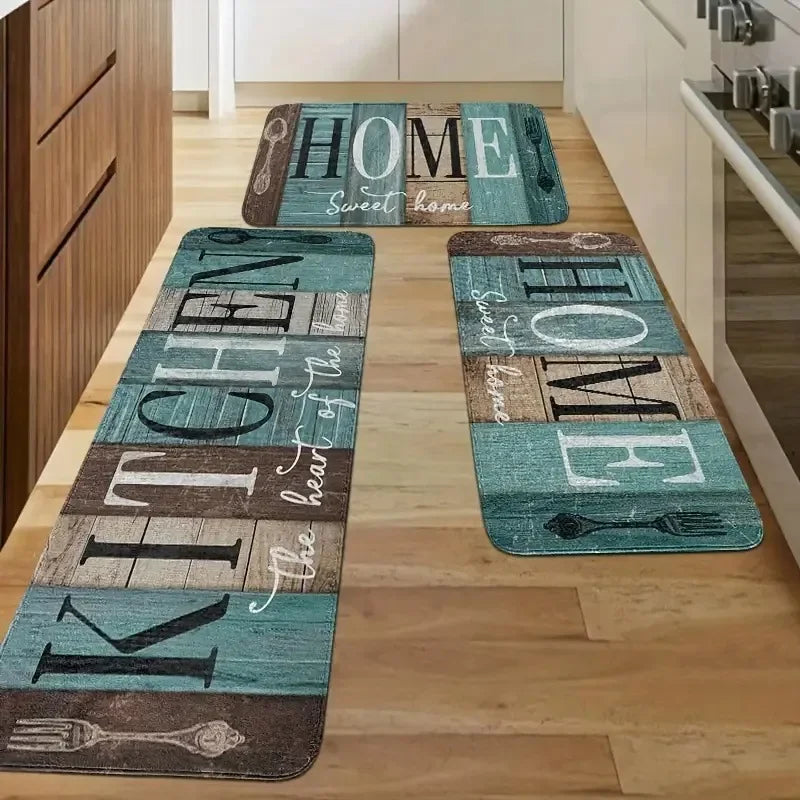 VIKAMA Modern Printed Kitchen Floor Mat Washable Non-Slip Laundry Corridor Entrance Carpet