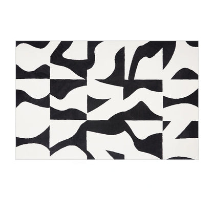 Modern Luxury Black & White Plush Washable Area Rug