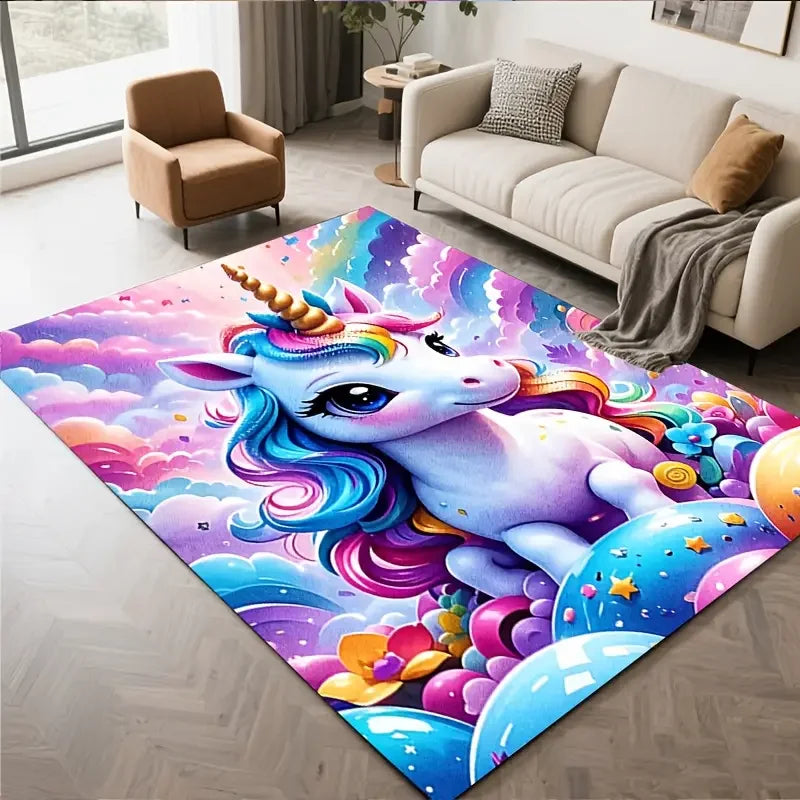 VIKAMA Rainbow Unicorn Kids Room Rug