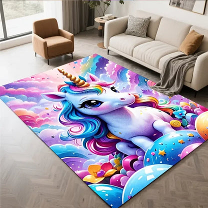 VIKAMA Rainbow Unicorn Kids Room Rug