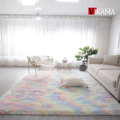 Large fluffy plush living room carpet