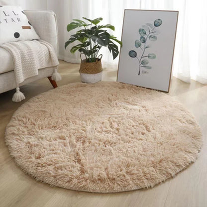 VIKAMA Modern Plush Round Rug Winter Warm Large Area Carpet Bedroom Living Room Bedside Floor Mat Home Decor