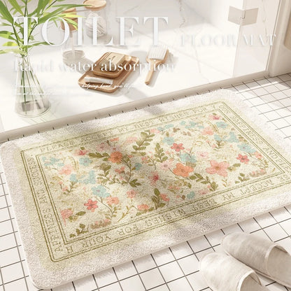 Fresh American Floral Bathroom Absorbent Non-Slip Door Floor Mat