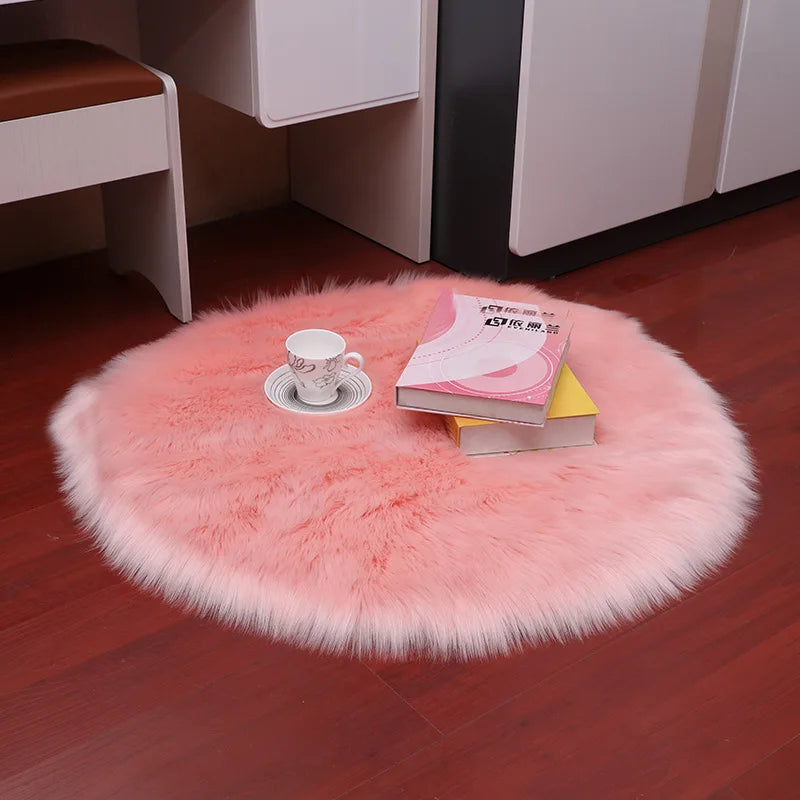 Round Faux Sheepskin Fluffy Area Rug