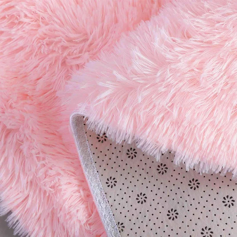 Pink Fluffy Girls Bedroom Area Rug