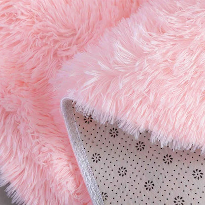 Pink Fluffy Girls Bedroom Area Rug
