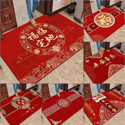 Chinese New Year Carpet Auspicious Words Entrance Floor Mat New Year Decor Home Gift Rug