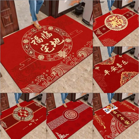 Chinese New Year Carpet Auspicious Words Entrance Floor Mat New Year Decor Home Gift Rug
