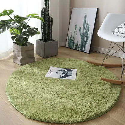 Plush Round Fluffy Non-Slip White Area Rug