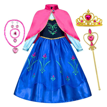 Disney Frozen Elsa Anna Princess Costume Dress For Girls