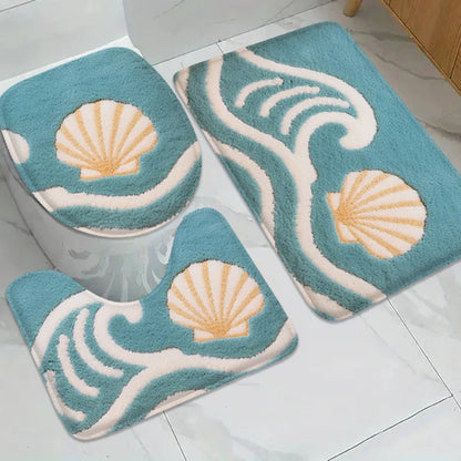 Ocean World Pattern Bathroom Non slip Mat Door Floor Mat Shower Room Carpet Bathtub Absorbent Foot Mat Decorative Mat