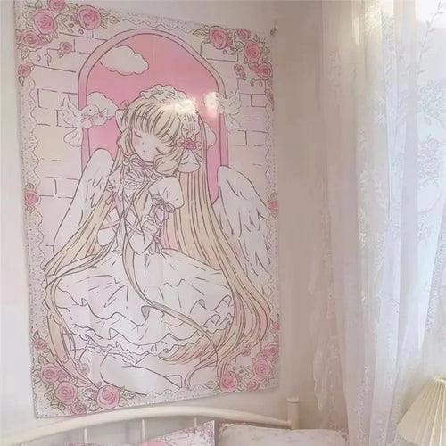 VIKAMA Angel Rose Aesthetic Wall Tapestry