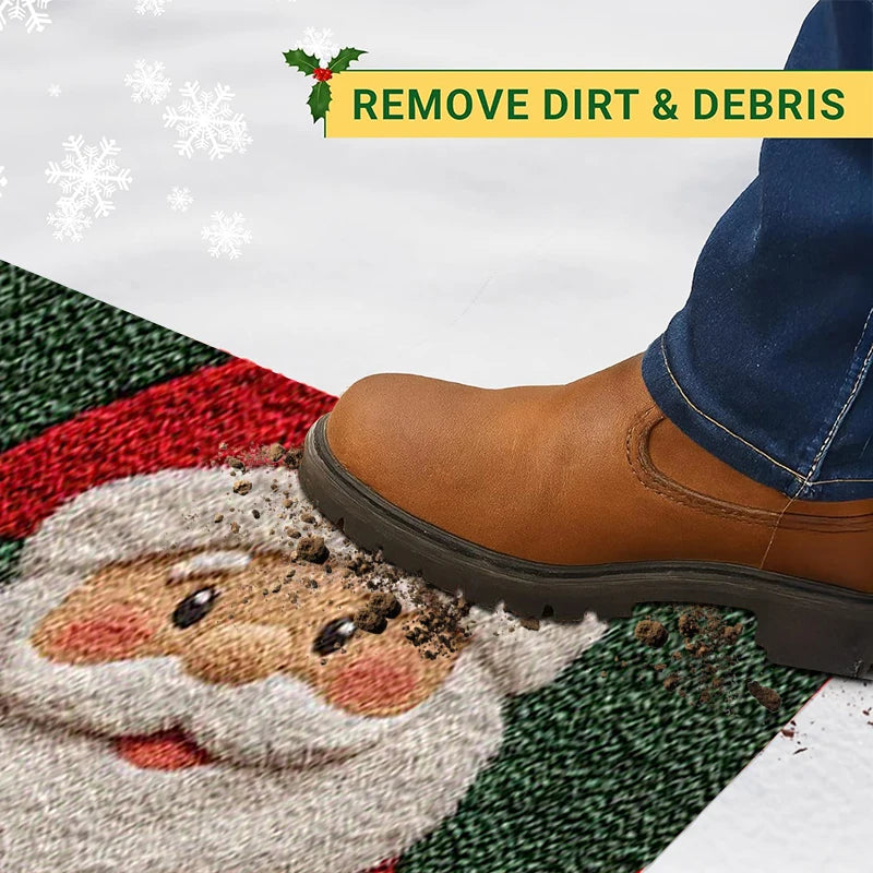 Christmas Door Mat Santa Claus Gingerbread Man Outdoor Indoor Non-Slip Holiday Rug Home Decor