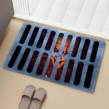 VIKAMA Halloween Clown Trap Rug 3D Illusion Non-Slip Bathroom Entrance Mat Home Decor