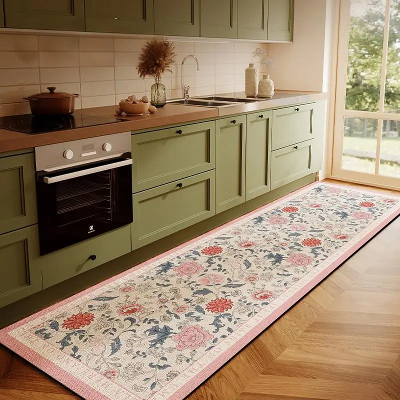 VIKAMA American Floral Kitchen Runner Mat