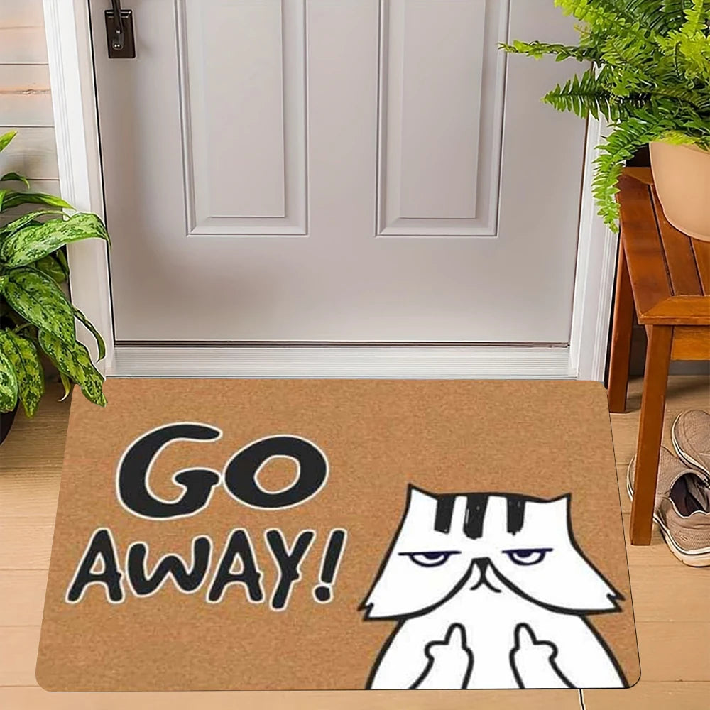VIKAMA Funny Cat Go Away Non-Slip Doormat