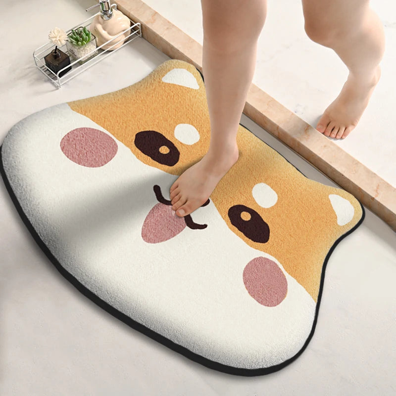 Thickened Special-Shaped Flannel Bathroom Absorbent Non-Slip Toilet Shower Floor Mat