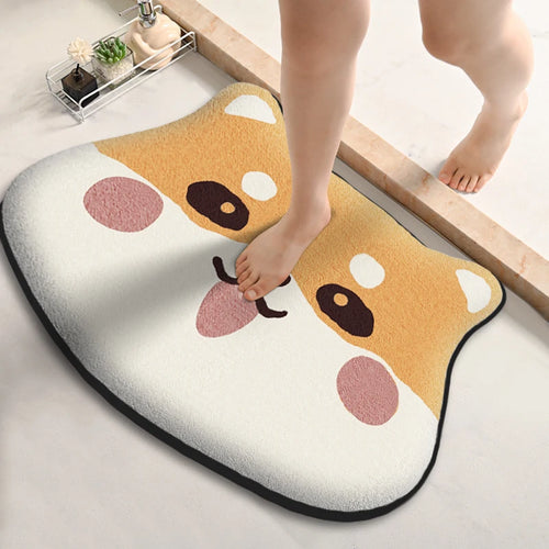 Thickened Special-Shaped Flannel Bathroom Absorbent Non-Slip Toilet Shower Floor Mat