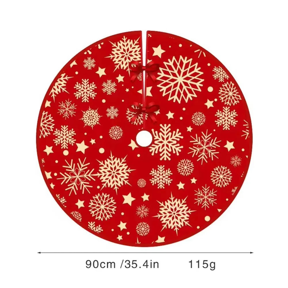 VIKAMA Red Snowflake Star Christmas Tree Skirt Holiday Living Room Decor