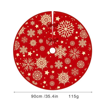 VIKAMA Red Snowflake Star Christmas Tree Skirt Holiday Living Room Decor