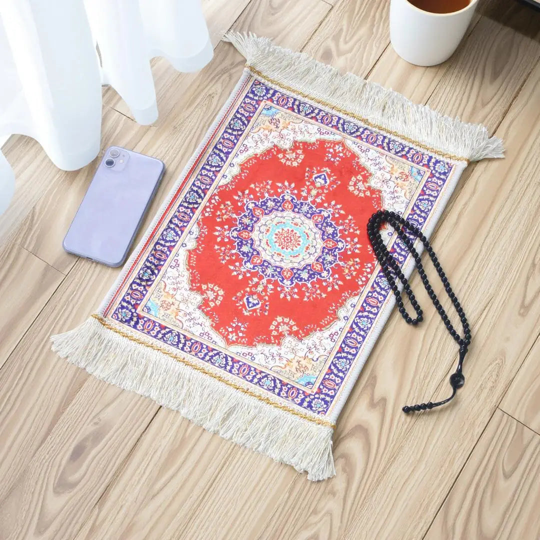 Portable prayer rug set with beads