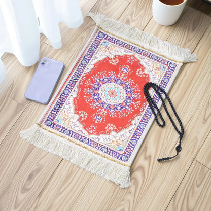 Portable prayer rug set with beads