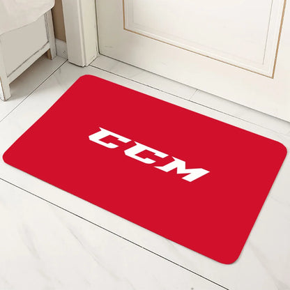 CCM Retro Ice Hockey Logo Non-Slip Microfiber Doormat Durable Washable Floor Mat Entrance Bathroom Kitchen Living Room All-Season Rug