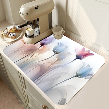 Floral Super Absorbent Kitchen Drying Mat