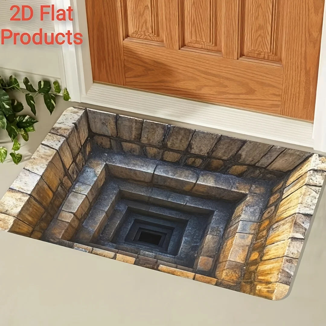3D Optical Illusion Stone Stairs Doormat