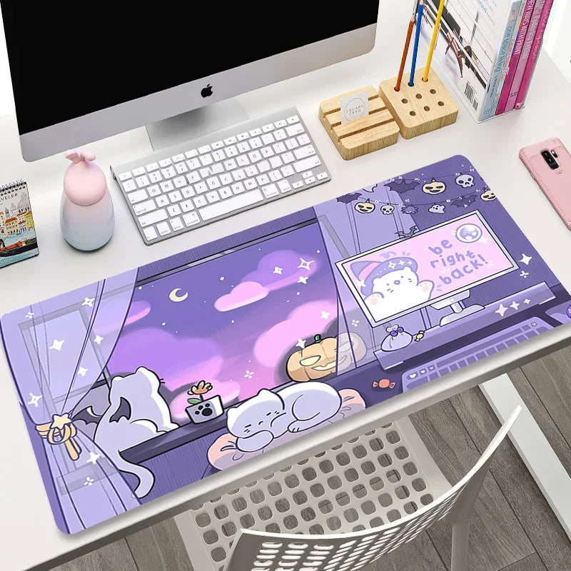 Cute Anime Cat Extended Gaming Desk Mat