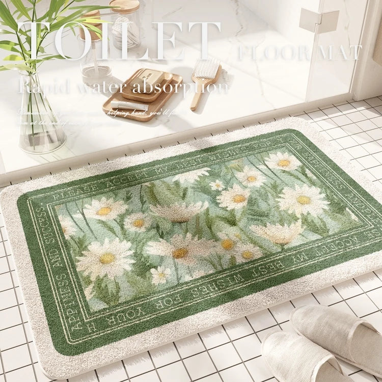 Fresh American Floral Bathroom Absorbent Non-Slip Door Floor Mat