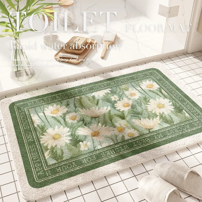 Fresh American Floral Bathroom Absorbent Non-Slip Door Floor Mat