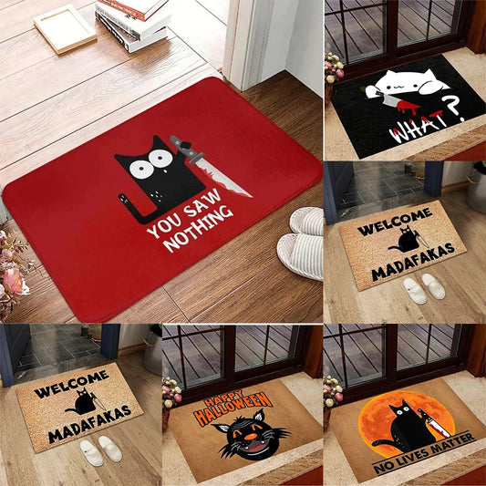 VIKAMA Funny Cat Quote Non-Slip Doormat