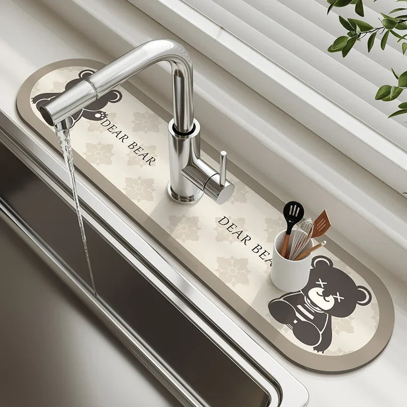 VIKAMA Diatomaceous Earth Absorbent Faucet Drain Mat