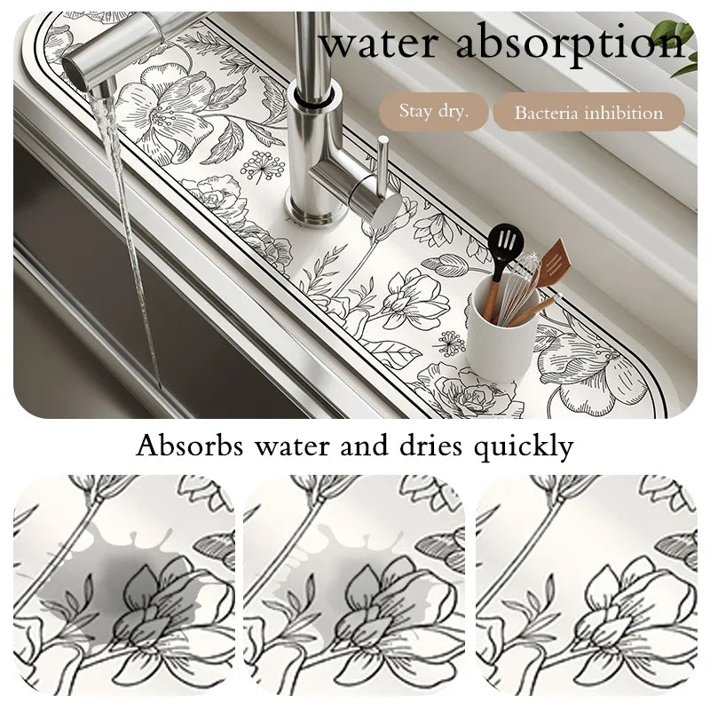 VIKAMA Diatomaceous Earth Absorbent Faucet Drain Mat